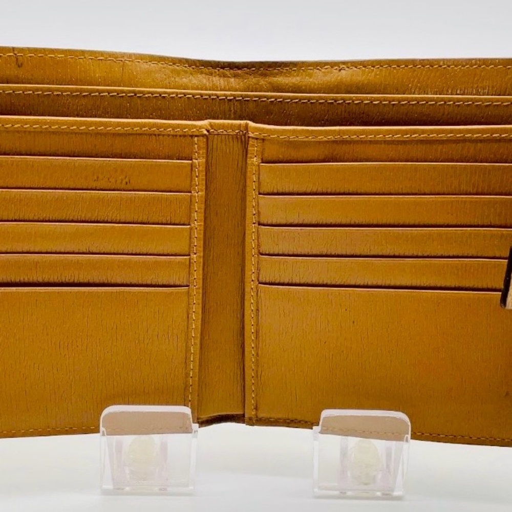 GUCCI GOLD G BUCKLE LEATHER BEIGE CANVAS WALLET BIFOLD Vintage - Picture 12 of 14